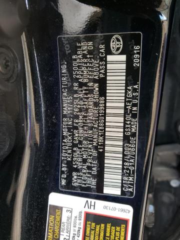 4T1BK1EB8GU199686 - 2016 TOYOTA AVALON XLE BLACK photo 10