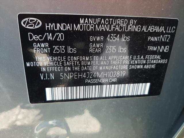 5NPEH4J24MH102819 - 2021 HYUNDAI SONATA LIM GRAY photo 10