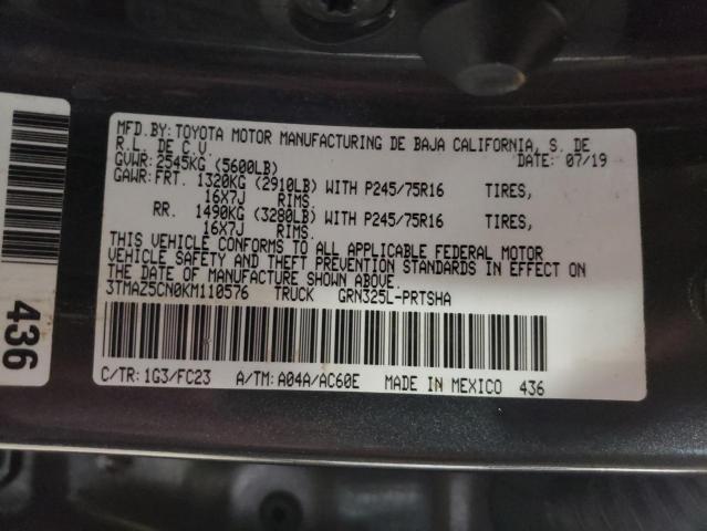 3TMAZ5CN0KM110576 - 2019 TOYOTA TACOMA DOUBLE CAB  photo 10