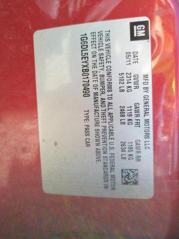 1G6DL5EYXB0170490 - 2011 CADILLAC CTS PERFOR Kırmızı fotoğraf 10