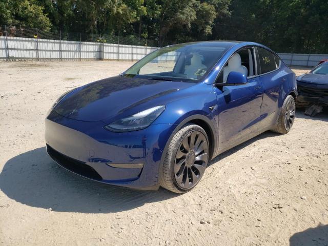 7SAYGDEF8NF399206 - 2022 TESLA MODEL Y أزرق صورة 2