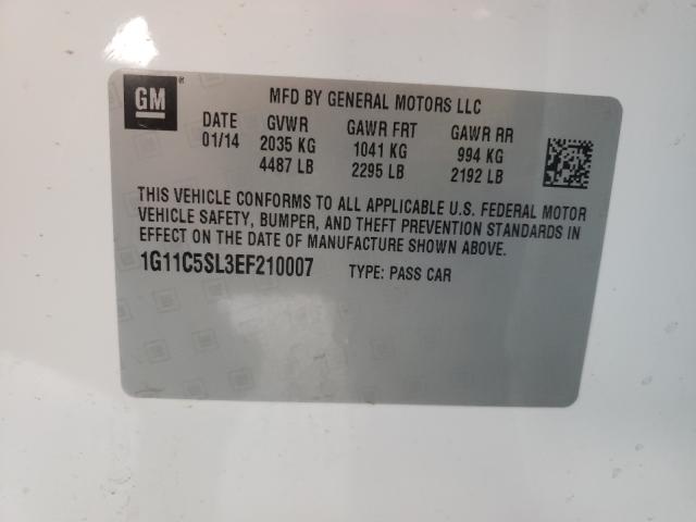 1G11C5SL3EF210007 - 2014 CHEVROLET MALIBU 1LT 白色 照片 10