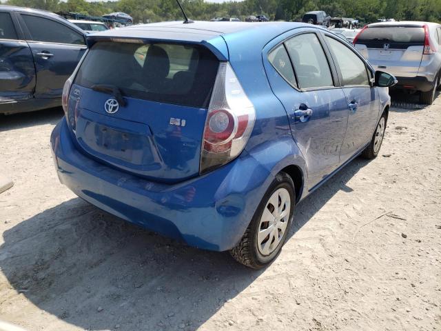 JTDKDTB35D1542202 - 2013 TOYOTA PRIUS C BLUE photo 4