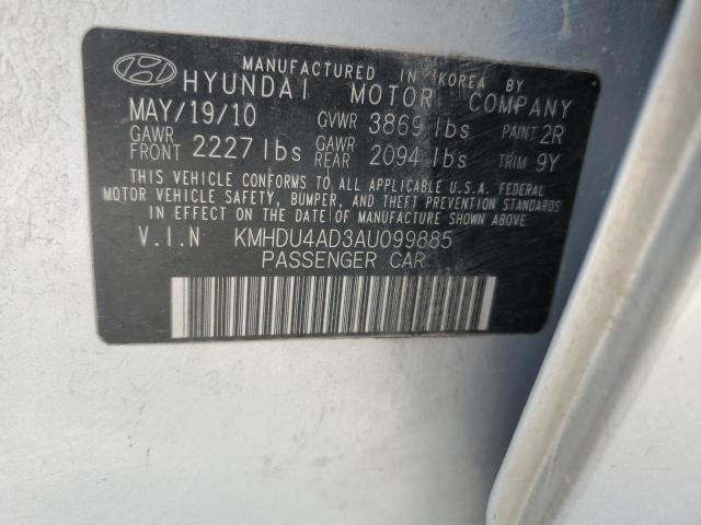 KMHDU4AD3AU099885 - 2010 HYUNDAI ELANTRA BL GRAY photo 10