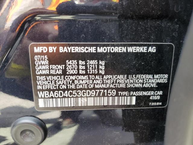 WBA6D4C53GD977159 - 2016 BMW 650 I GRAN BLUE photo 10