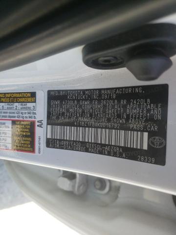 4T1BZ1FBXKU016792 - 2019 TOYOTA AVALON XLE WHITE photo 10