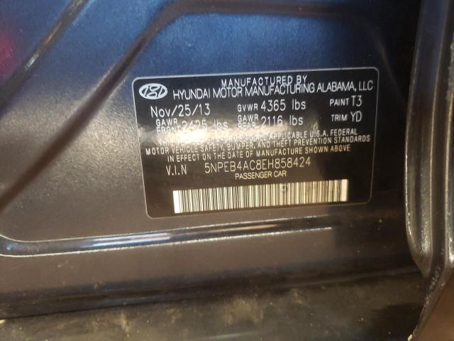 5NPEB4AC8EH858424 - 2014 HYUNDAI SONATA GLS CHARCOAL photo 10