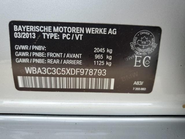 WBA3C3C5XDF978793 - 2013 BMW 320 I XDRI WHITE photo 10