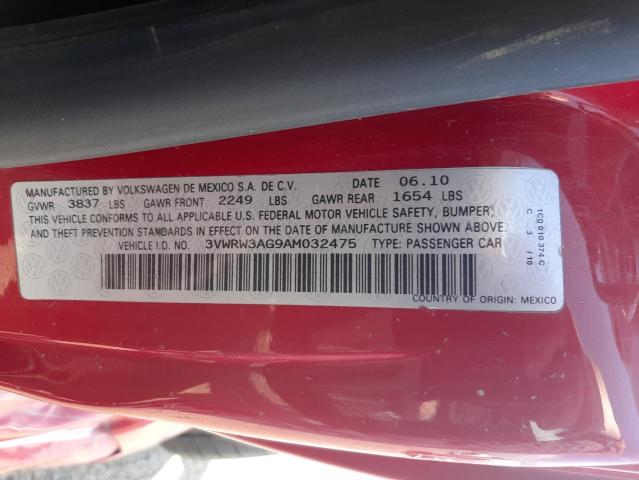 3VWRW3AG9AM032475 - 2010 VOLKSWAGEN NEW BEETLE 红色 照片 10