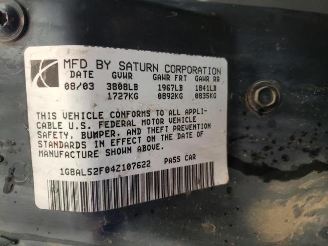 1G8AL52F04Z107622 - 2004 SATURN ION LEVEL BLACK photo 10