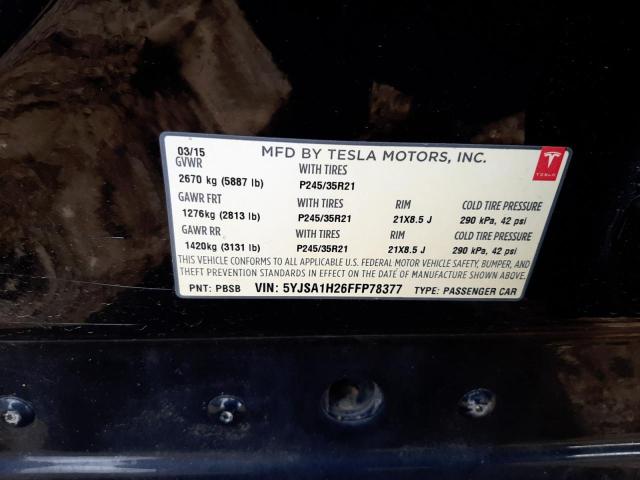 5YJSA1H26FFP78377 - 2015 TESLA MODEL S 85 BLACK photo 10