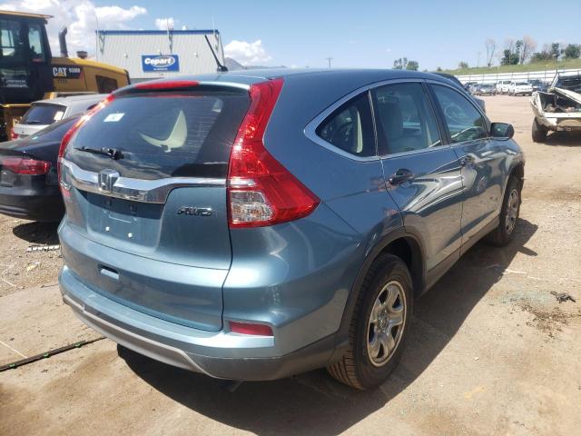 2HKRM4H37FH635665 - 2015 HONDA CR-V LX BLUE photo 4