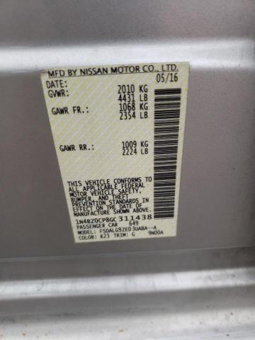 1N4BZ0CP8GC311438 - 2016 NISSAN LEAF SV SILVER photo 10