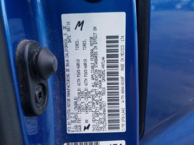3TMGZ5AN1HM047817 - 2017 TOYOTA TACOMA DOU 蓝色 照片 10