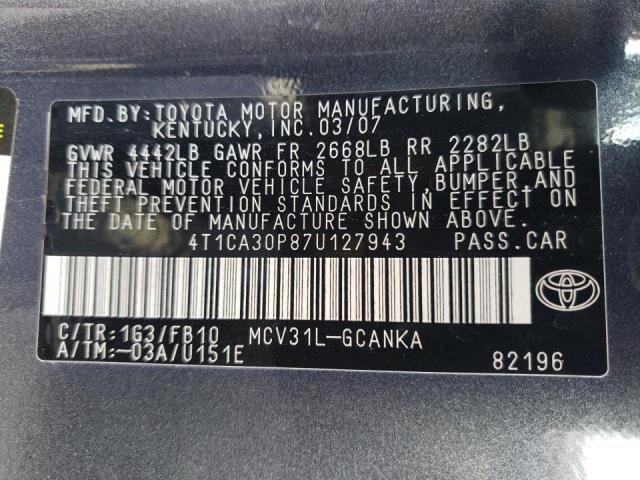 4T1CA30P87U127943 - 2007 TOYOTA CAMRY SOLARA SE  photo 10