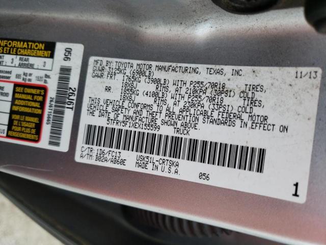 5TFRY5F1XEX155599 - 2014 TOYOTA TUNDRA DOU SILVER photo 10