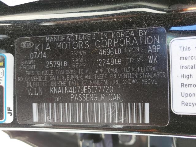 KNALN4D79F5177720 - 2015 KIA CADENZA PR BLACK photo 10