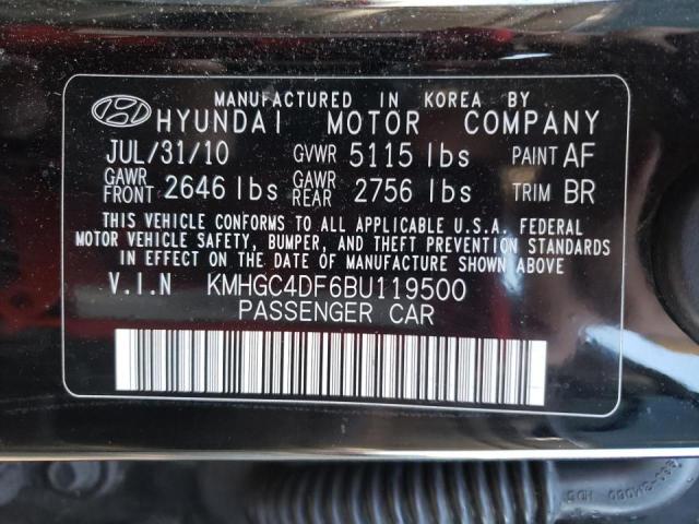 KMHGC4DF6BU119500 - 2011 HYUNDAI GENESIS 4. BLACK photo 10