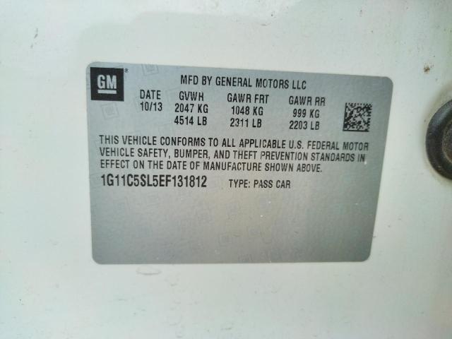 1G11C5SL5EF131812 - 2014 CHEVROLET MALIBU 1LT 奶油色 照片 10