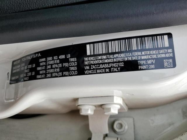 ZACCJBAB8JPH02102 - 2018 JEEP RENEGADE S WHITE photo 10