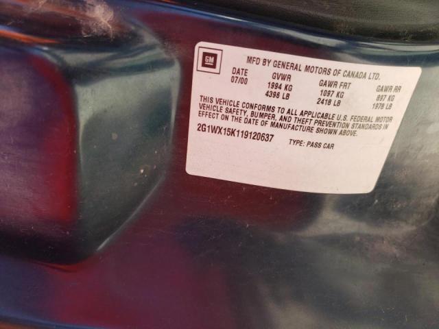 2G1WX15K119120637 - 2001 CHEVROLET MONTE CARL ლურჯი ფოტო 10