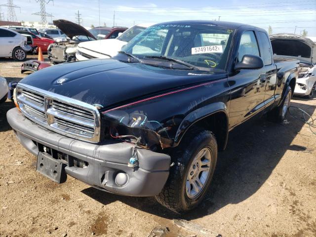 1D7GL12K14S642771 - 2004 DODGE DAKOTA SXT BLACK photo 2