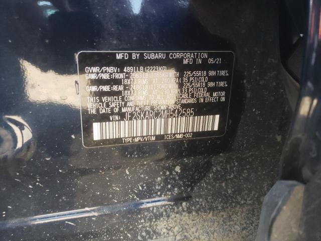 JF2SKARC2MH542585 - 2021 SUBARU FORESTER S BLACK photo 10