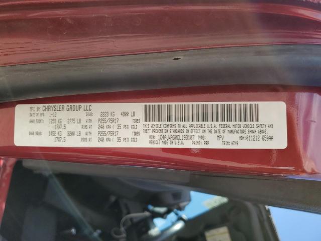 1C4AJWAG0CL193107 - 2012 JEEP WRANGLER S MAROON photo 10