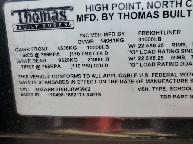 4UZABRDT6HCHW3902 - 2017 FREIGHTLINER CHASSIS B2 黄色 照片 10