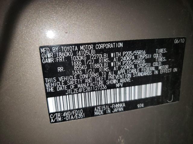 JTLZE4FE2B1127336 - 2011 TOYOTA SCION XB Braun Foto 10