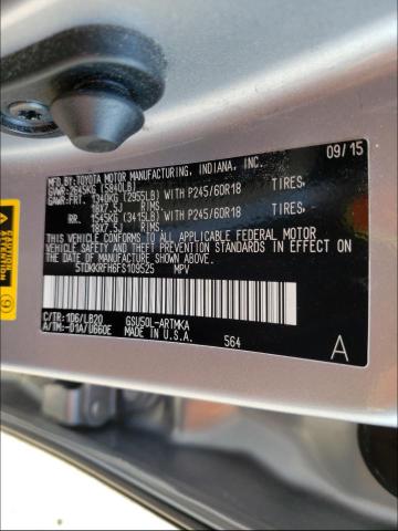 5TDKKRFH6FS109525 - 2015 TOYOTA HIGHLANDER SILVER photo 10