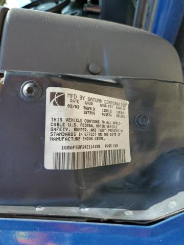 1G8AF52F24Z114188 - 2004 SATURN ION LEVEL BLUE photo 10