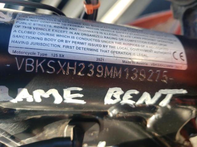 VBKSXH239MM139275 - 2021 KTM 125 SX ORANGE photo 10