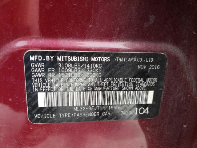 ML32F3FJ7HHF16965 - 2017 MITSUBISHI MIRAGE G4 ES  foto 10