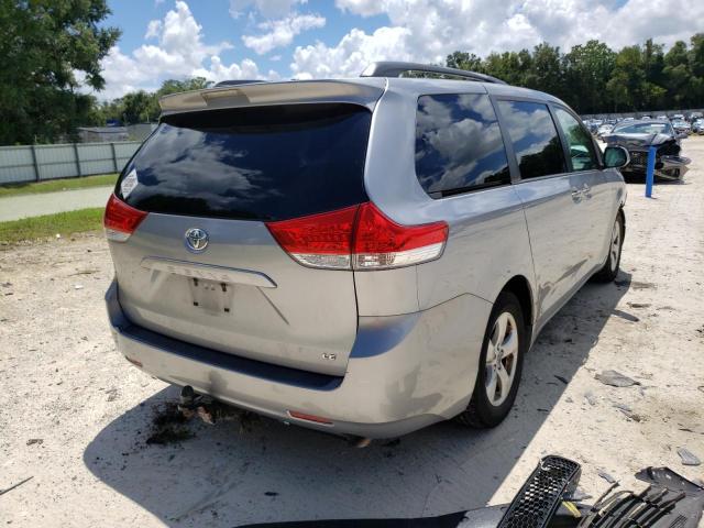 5TDKK3DC5DS349649 - 2013 TOYOTA SIENNA LE SILVER photo 4