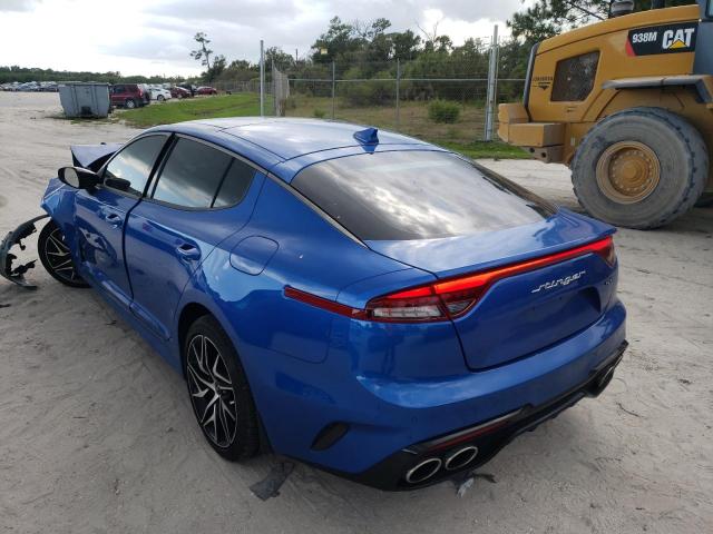 KNAE35LD4N6115498 - 2022 KIA STINGER GT BLUE photo 3