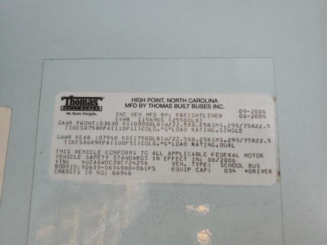 4UZAAWDC28CY24256 - 2008 FREIGHTLINER CHASSIS FS YELLOW photo 10