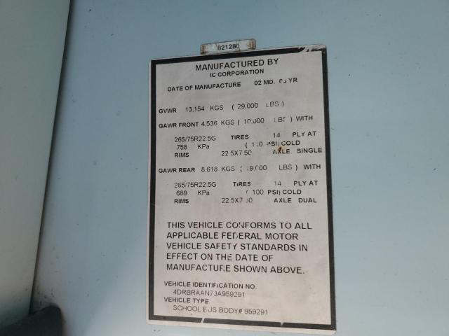 4DRBRAAN73A959291 - 2003 IC CORPORATION 3000 ყვითელი ფოტო 10