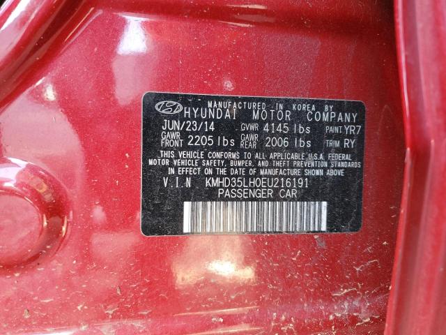 KMHD35LH0EU216191 - 2014 HYUNDAI ELANTRA GT RED photo 10