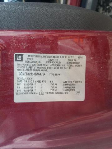 3GNEC12J57G164754 - 2007 CHEVROLET AVALANCHE MAROON photo 10