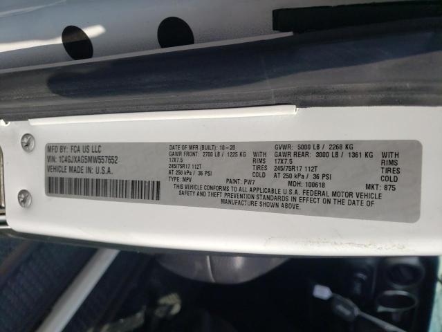 1C4GJXAG5MW557652 - 2021 JEEP WRANGLER S WHITE photo 10