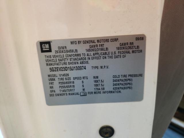 5GZEV23D19J130974 - 2009 SATURN OUTLOOK XR WHITE photo 10