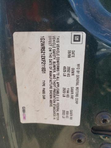 1G2WR5212XF211831 - 1999 PONTIAC GRAND PRIX Жасыл фото 10