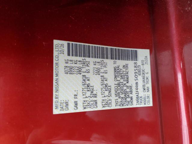 1N6BA1F44HN509588 - 2017 NISSAN TITAN XD S RED photo 10