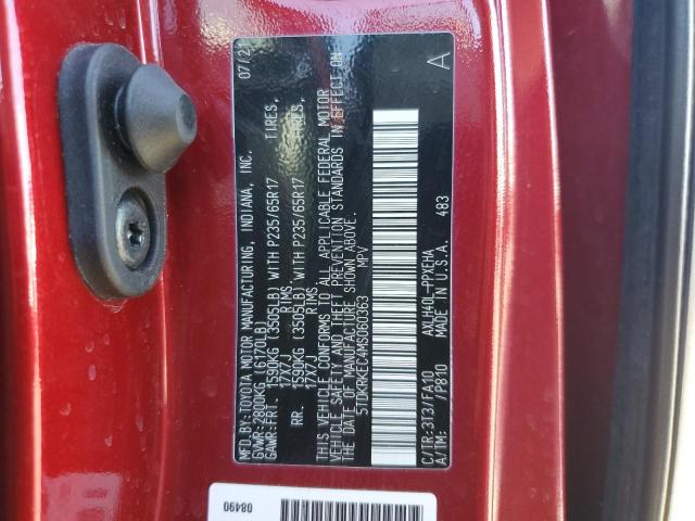 5TDKRKEC4MS060363 - 2021 TOYOTA SIENNA LE RED photo 10