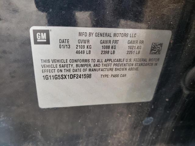 1G11G5SX1DF241598 - 2013 CHEVROLET MALIBU 3LT 黑色 照片 10