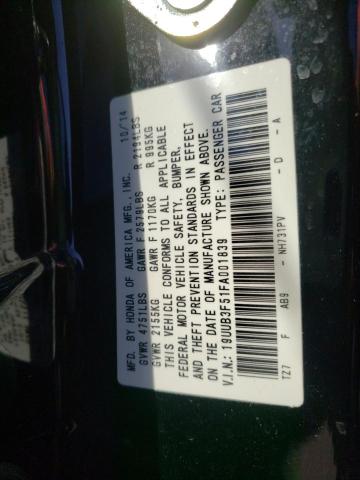 19UUB3F51FA001839 - 2015 ACURA TLX TECH BLACK photo 10