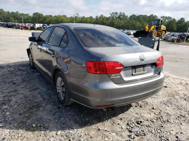 3VW2K7AJ6CM419892 - 2012 VOLKSWAGEN JETTA BASE GRAY photo 3