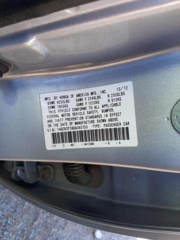 1HGCR2F38DA040750 - 2013 HONDA ACCORD LX SILVER photo 10