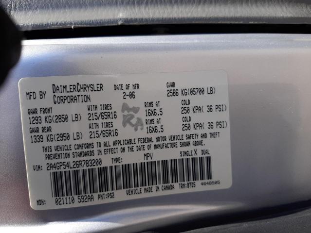 2A4GP54L26R783200 - 2006 CHRYSLER TOWN & COU SILVER photo 10